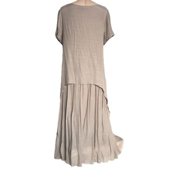 Red Coral drop waist maxi crepe flowy dress M - Picture 5 of 14